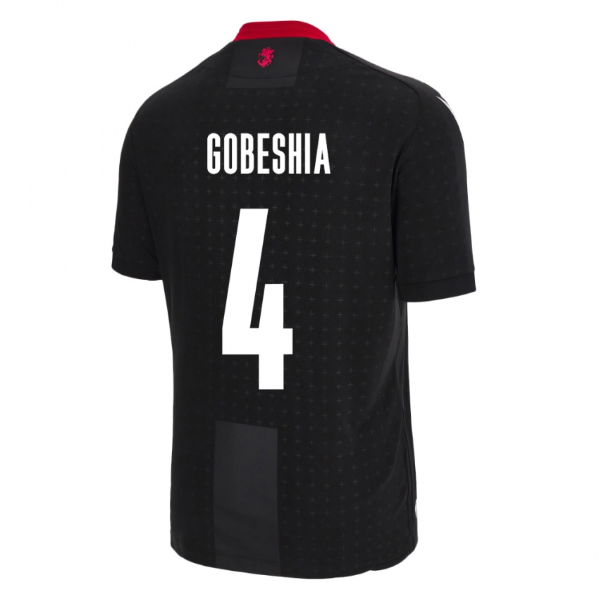 Kinder Georgien Tengo Gobeshia #4 Schwarz Auswärtstrikot Trikot 24-26 T-Shirt Schweiz