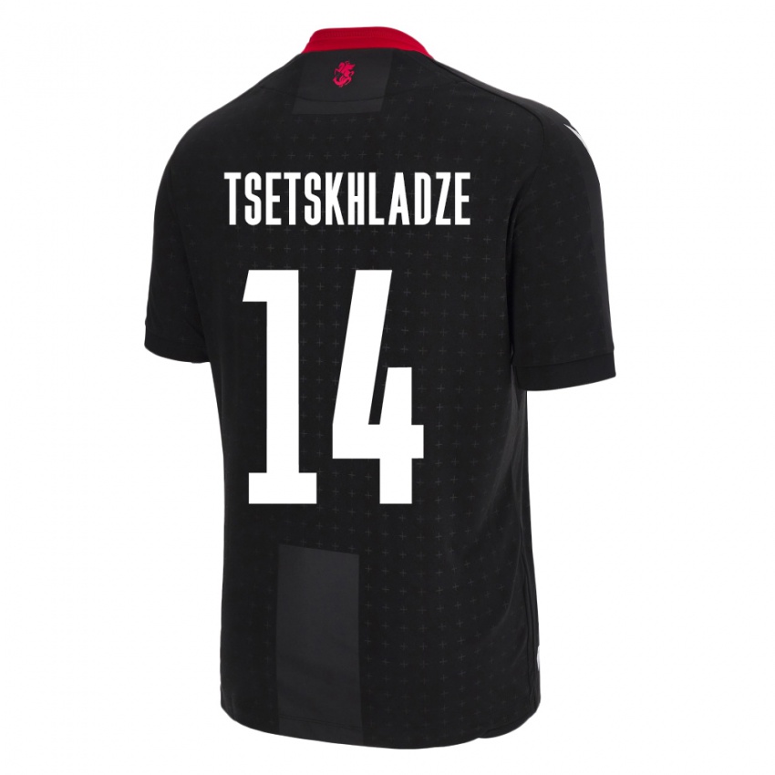 Kinder Georgien Nikoloz Tsetskhladze #14 Schwarz Auswärtstrikot Trikot 24-26 T-Shirt Schweiz