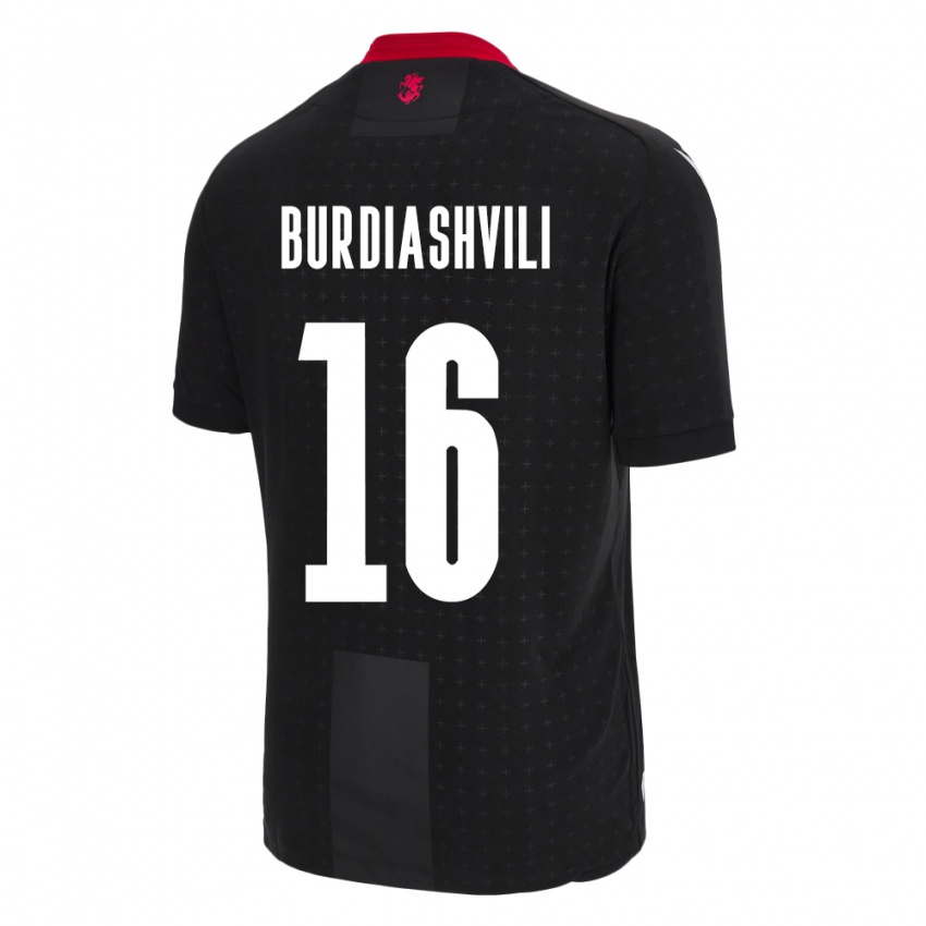 Kinder Georgien Beka Burdiashvili #16 Schwarz Auswärtstrikot Trikot 24-26 T-Shirt Schweiz