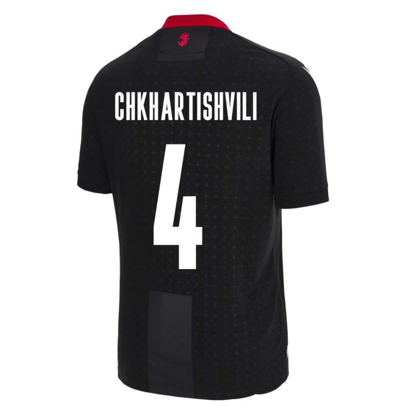 Kinder Georgien Nino Chkhartishvili #4 Schwarz Auswärtstrikot Trikot 24-26 T-Shirt Schweiz