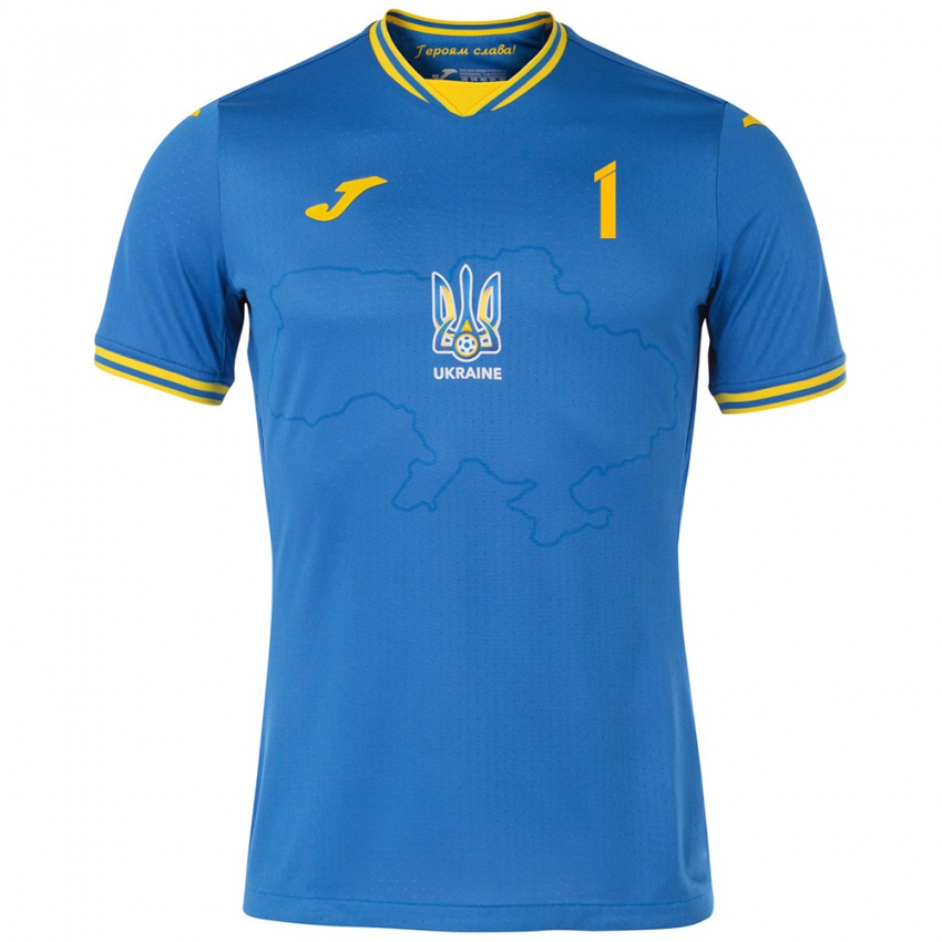 Kinder Ukraine Georgiy Yermakov #1 Blau Auswärtstrikot Trikot 24-26 T-Shirt Schweiz