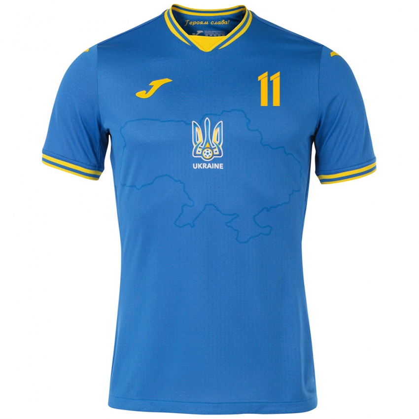 Kinder Ukraine Oleksiy Kashchuk #11 Blau Auswärtstrikot Trikot 24-26 T-Shirt Schweiz