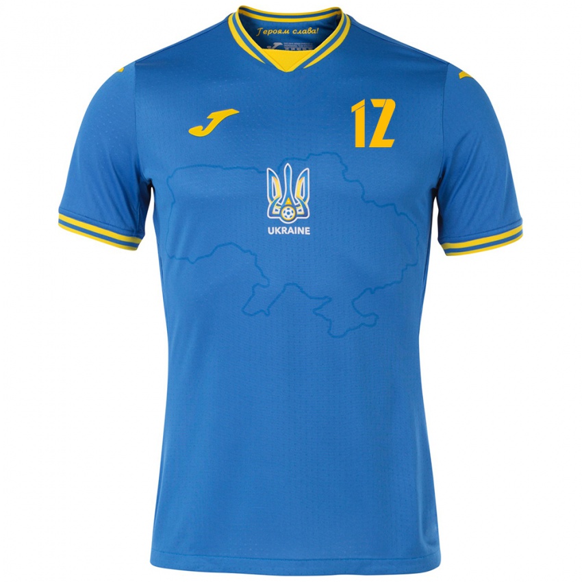 Kinder Ukraine Yakiv Kinareykin #12 Blau Auswärtstrikot Trikot 24-26 T-Shirt Schweiz