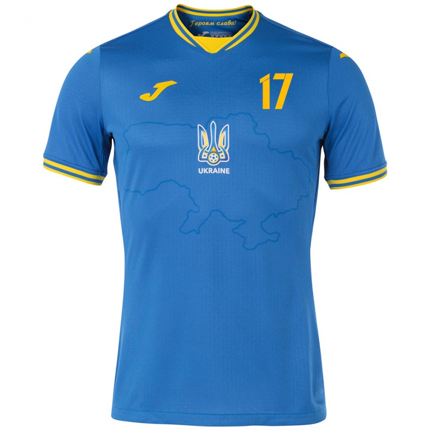 Kinder Ukraine Denys Shostak #17 Blau Auswärtstrikot Trikot 24-26 T-Shirt Schweiz