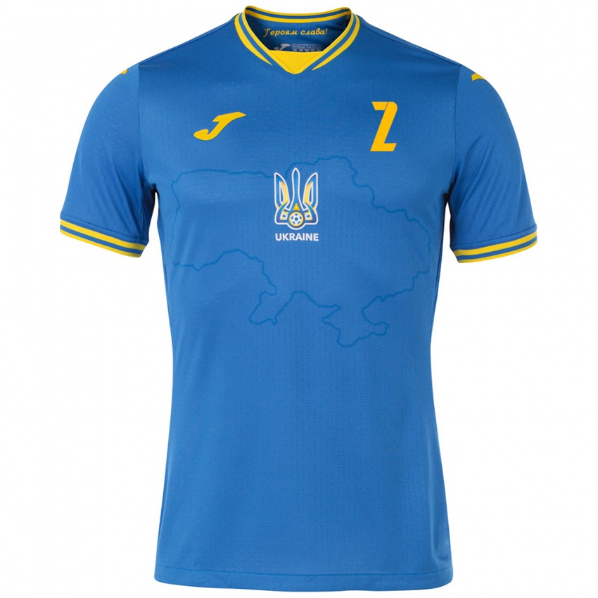 Kinder Ukraine Yukhym Konoplya #2 Blau Auswärtstrikot Trikot 24-26 T-Shirt Schweiz