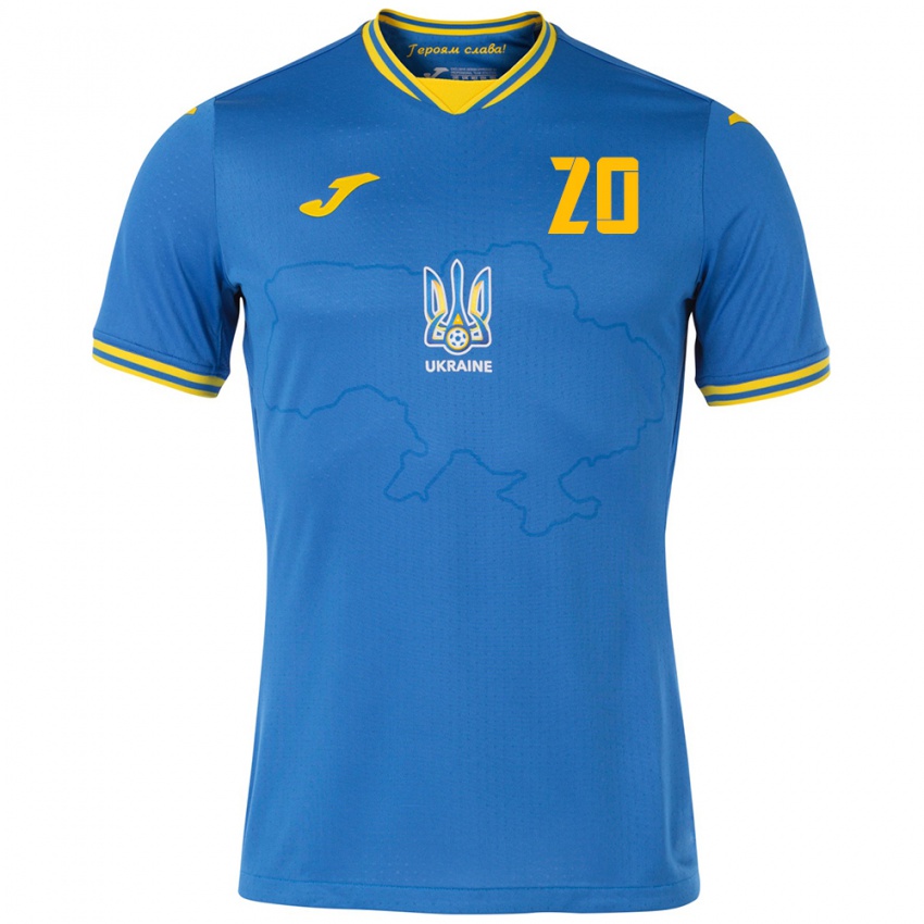 Kinder Ukraine Eldar Kuliyev #20 Blau Auswärtstrikot Trikot 24-26 T-Shirt Schweiz