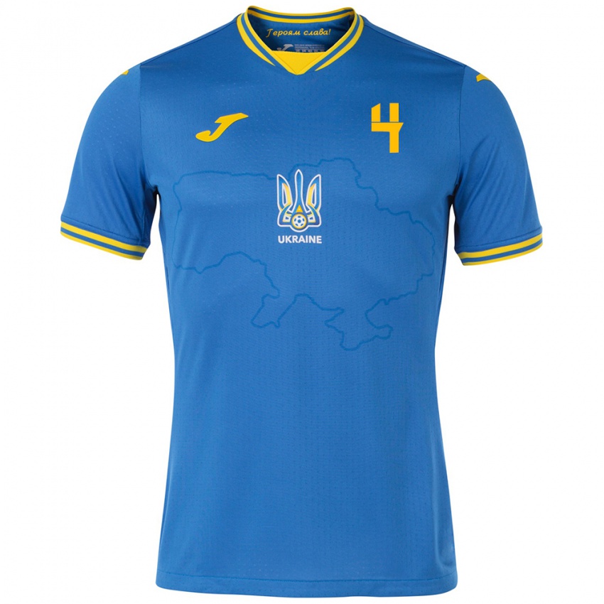 Kinder Ukraine Maksym Taloverov #4 Blau Auswärtstrikot Trikot 24-26 T-Shirt Schweiz