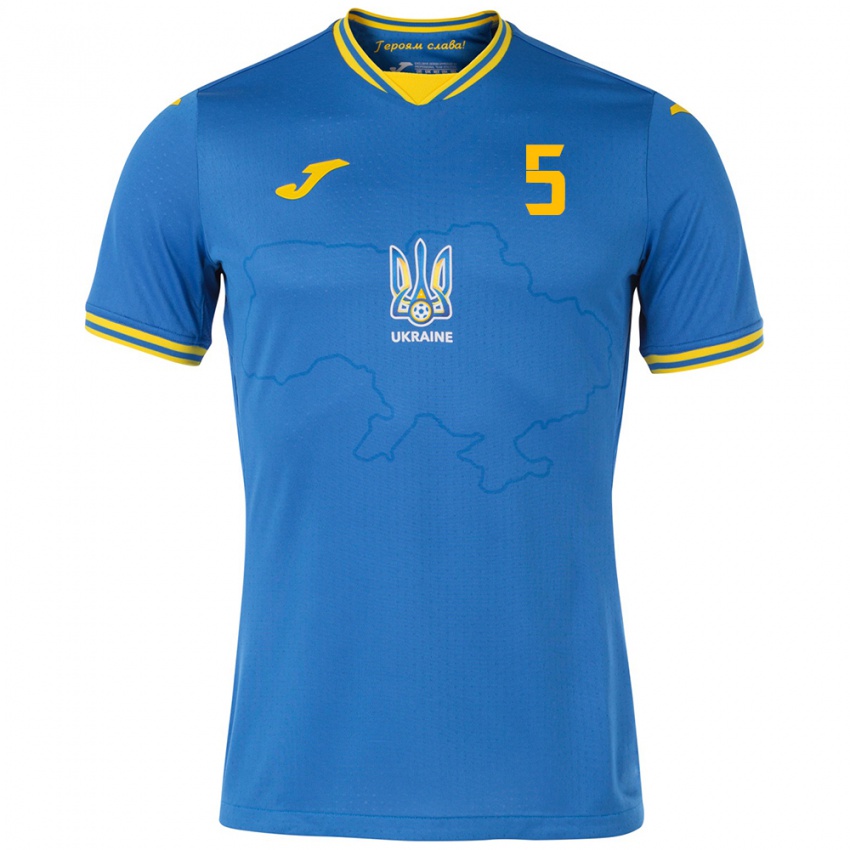 Kinder Ukraine Ivan Zhelizko #5 Blau Auswärtstrikot Trikot 24-26 T-Shirt Schweiz