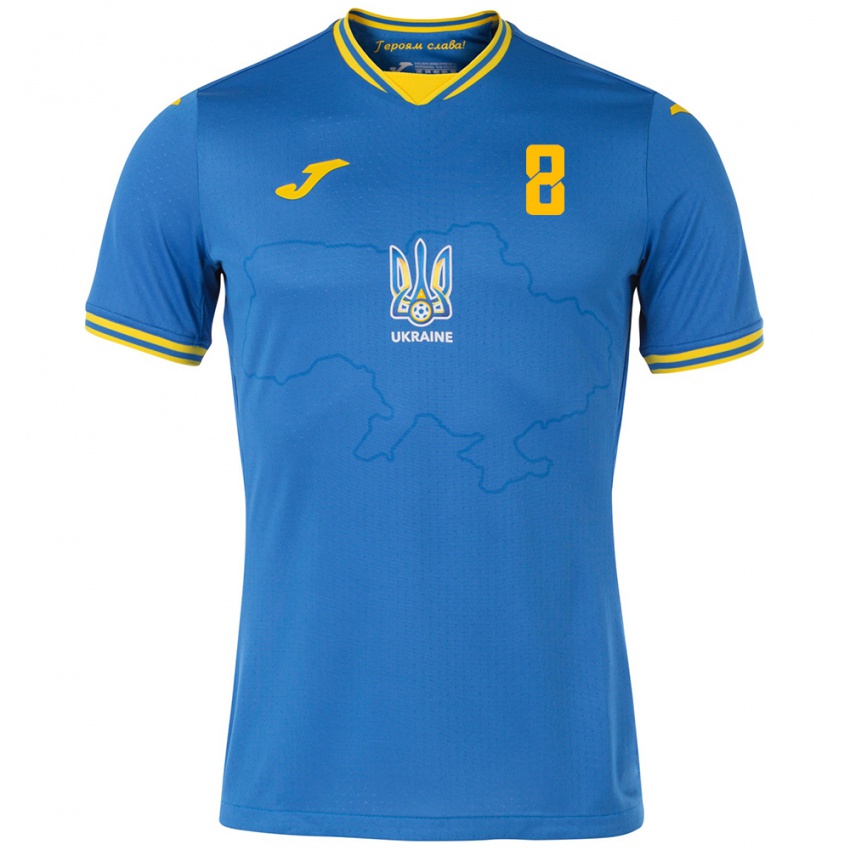 Kinder Ukraine Tetyana Kitayeva #8 Blau Auswärtstrikot Trikot 24-26 T-Shirt Schweiz