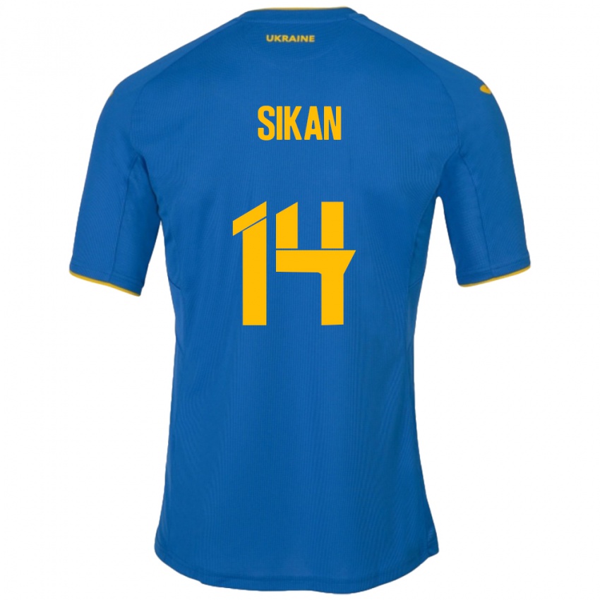 Kinder Ukraine Danylo Sikan #14 Blau Auswärtstrikot Trikot 24-26 T-Shirt Schweiz