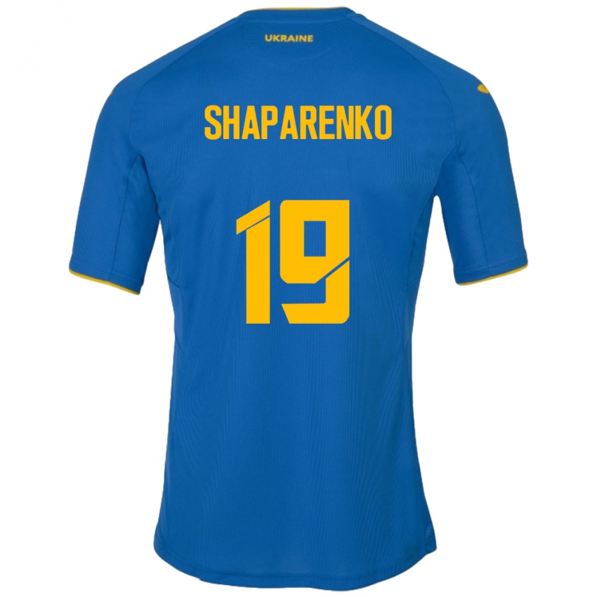 Kinder Ukraine Mykola Shaparenko #19 Blau Auswärtstrikot Trikot 24-26 T-Shirt Schweiz