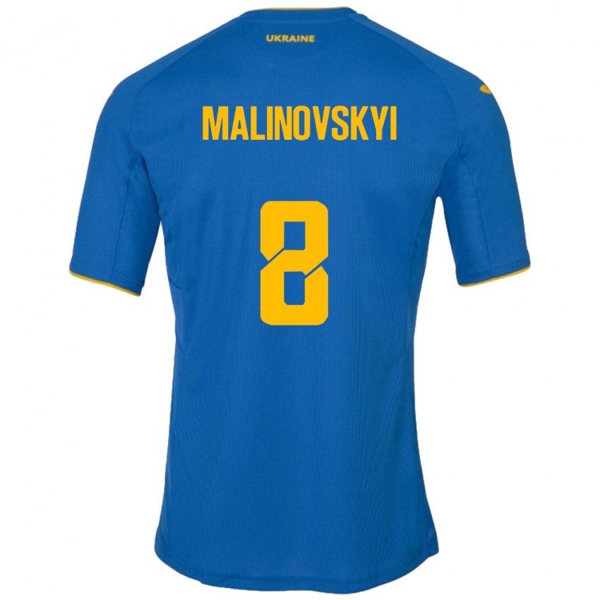 Kinder Ukraine Ruslan Malinovskyi #8 Blau Auswärtstrikot Trikot 24-26 T-Shirt Schweiz