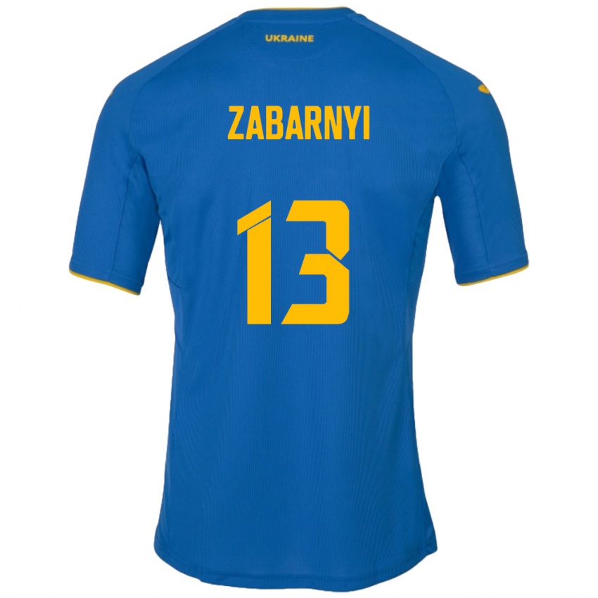 Kinder Ukraine Ilya Zabarnyi #13 Blau Auswärtstrikot Trikot 24-26 T-Shirt Schweiz