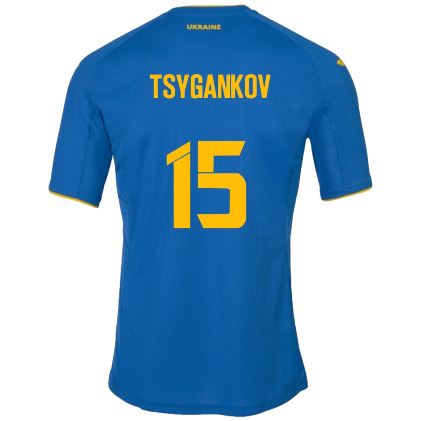 Kinder Ukraine Viktor Tsygankov #15 Blau Auswärtstrikot Trikot 24-26 T-Shirt Schweiz