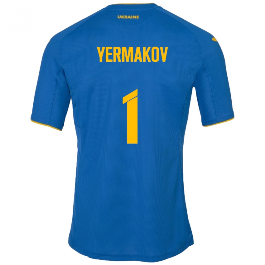 Kinder Ukraine Georgiy Yermakov #1 Blau Auswärtstrikot Trikot 24-26 T-Shirt Schweiz