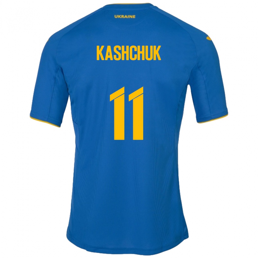 Kinder Ukraine Oleksiy Kashchuk #11 Blau Auswärtstrikot Trikot 24-26 T-Shirt Schweiz