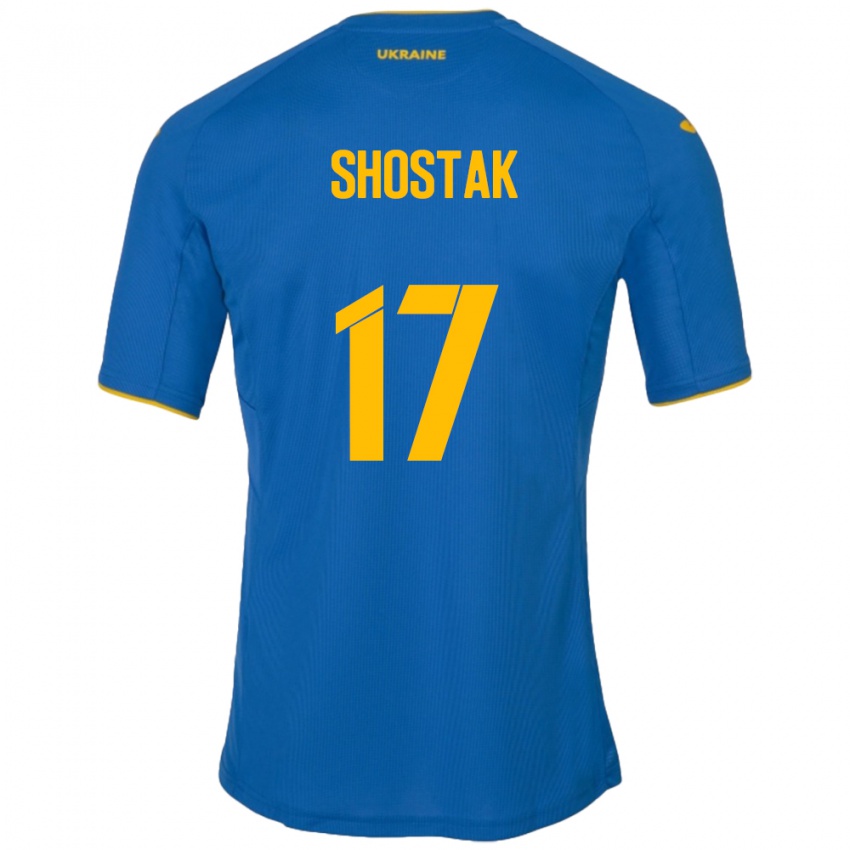 Kinder Ukraine Denys Shostak #17 Blau Auswärtstrikot Trikot 24-26 T-Shirt Schweiz