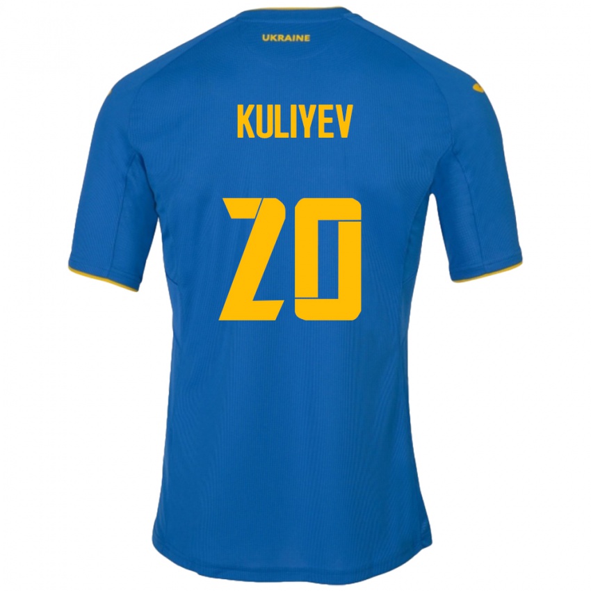 Kinder Ukraine Eldar Kuliyev #20 Blau Auswärtstrikot Trikot 24-26 T-Shirt Schweiz