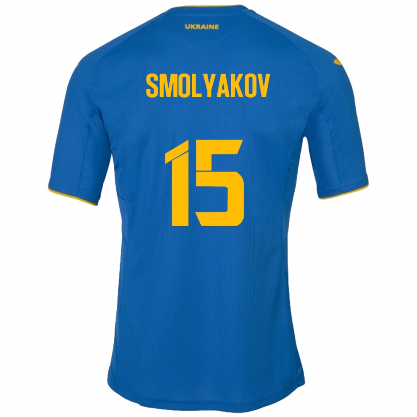 Kinder Ukraine Artem Smolyakov #15 Blau Auswärtstrikot Trikot 24-26 T-Shirt Schweiz