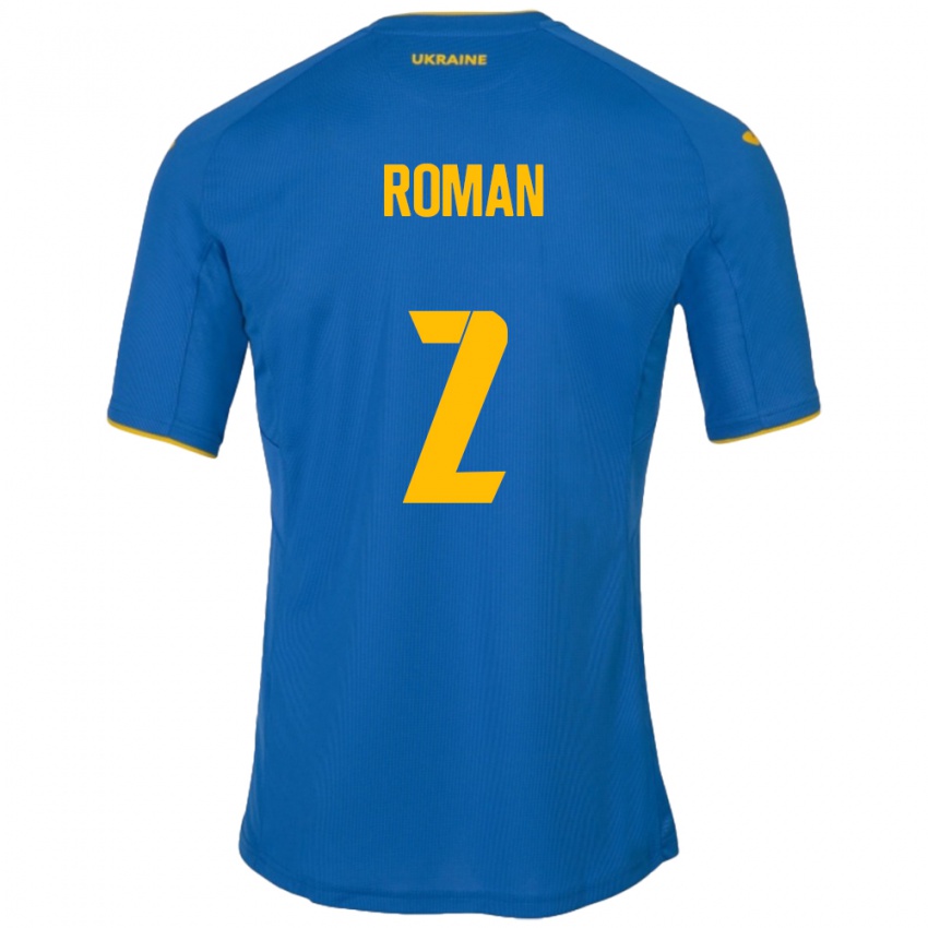 Kinder Ukraine Vitaliy Roman #2 Blau Auswärtstrikot Trikot 24-26 T-Shirt Schweiz