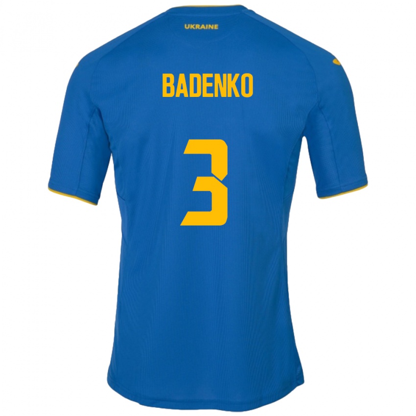 Kinder Ukraine Ilya Badenko #3 Blau Auswärtstrikot Trikot 24-26 T-Shirt Schweiz