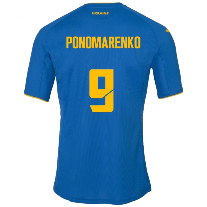 Kinder Ukraine Matviy Ponomarenko #9 Blau Auswärtstrikot Trikot 24-26 T-Shirt Schweiz