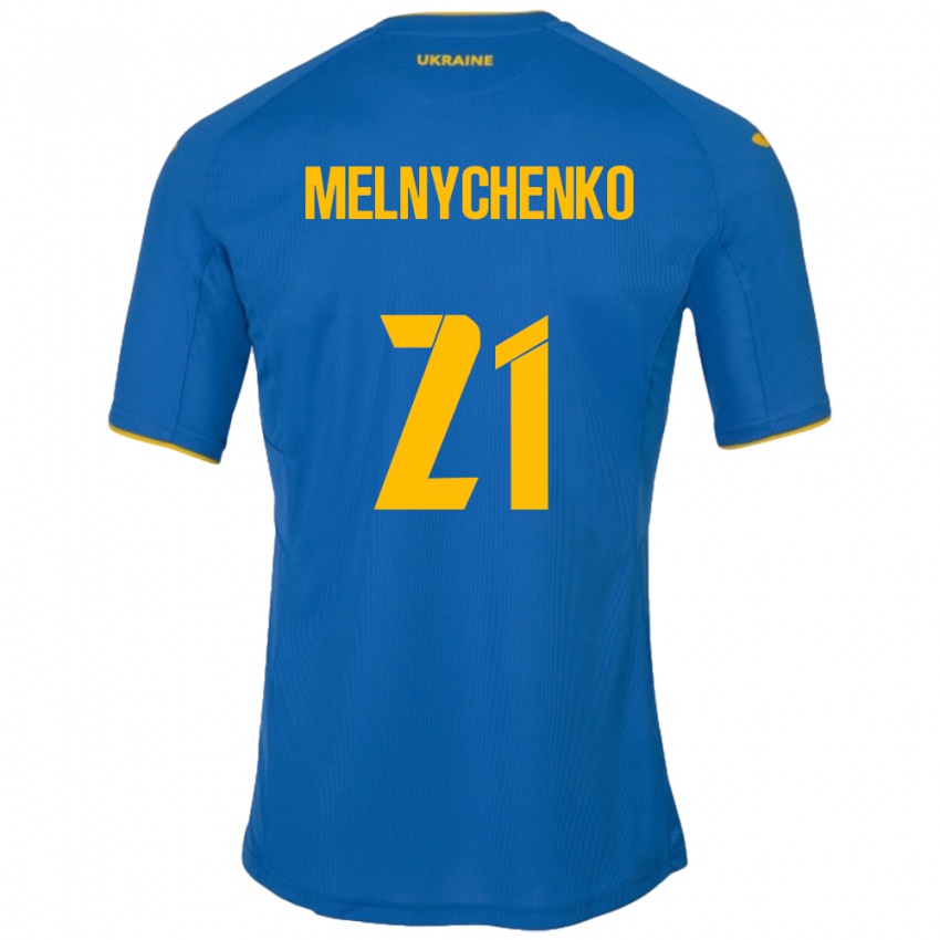 Kinder Ukraine Maksym Melnychenko #21 Blau Auswärtstrikot Trikot 24-26 T-Shirt Schweiz