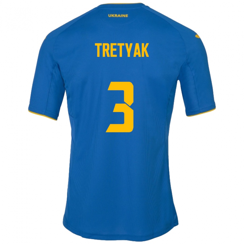 Kinder Ukraine Demyan Tretyak #3 Blau Auswärtstrikot Trikot 24-26 T-Shirt Schweiz