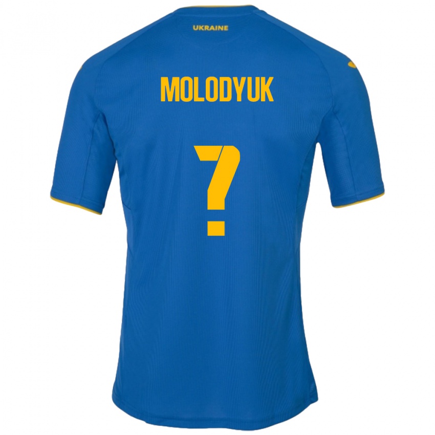 Kinder Ukraine Yelyzaveta Molodyuk #0 Blau Auswärtstrikot Trikot 24-26 T-Shirt Schweiz