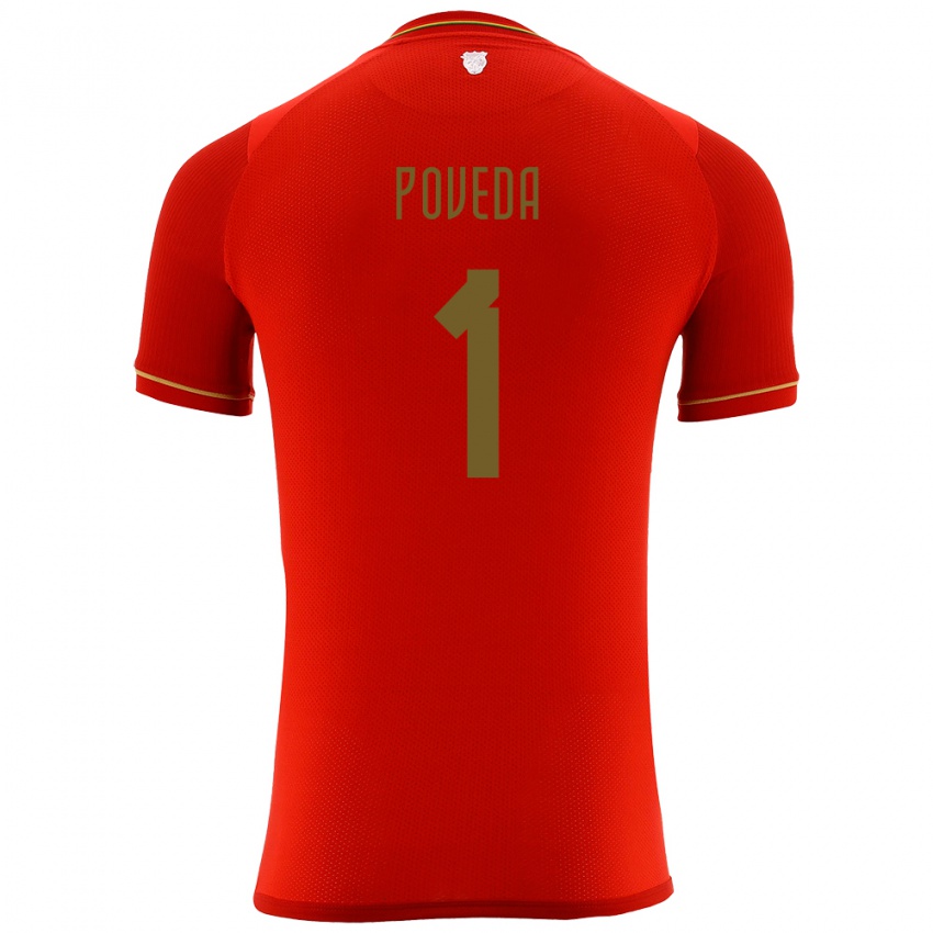 Kinder Bolivien Bruno Poveda #1 Rot Auswärtstrikot Trikot 24-26 T-Shirt Schweiz