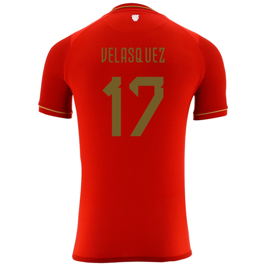 Kinder Bolivien Jhon Velásquez #17 Rot Auswärtstrikot Trikot 24-26 T-Shirt Schweiz