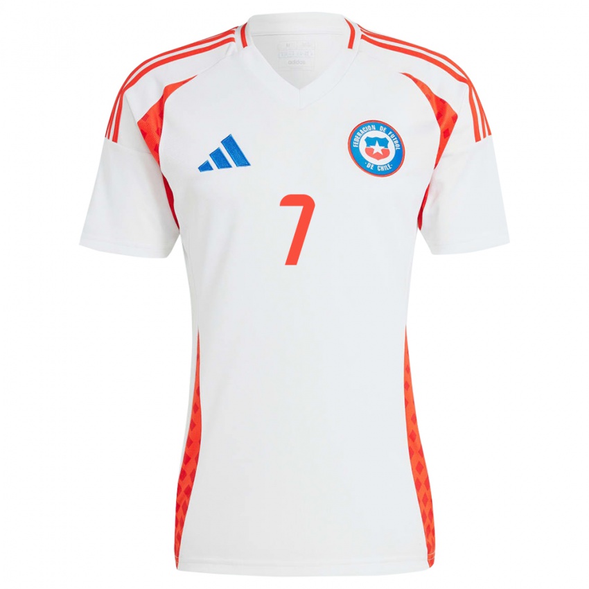 Kinder Chile Bastián Escobar #7 Weiß Auswärtstrikot Trikot 24-26 T-Shirt Schweiz