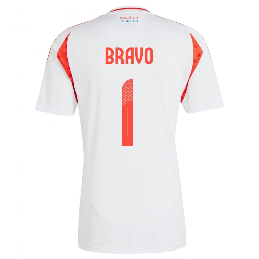 Kinder Chile Claudio Bravo #1 Weiß Auswärtstrikot Trikot 24-26 T-Shirt Schweiz