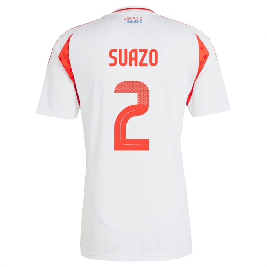 Kinder Chile Gabriel Suazo #2 Weiß Auswärtstrikot Trikot 24-26 T-Shirt Schweiz