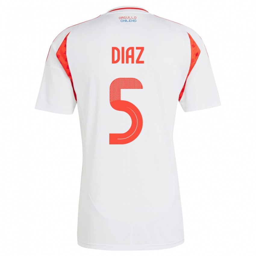 Kinder Chile Paulo Díaz #5 Weiß Auswärtstrikot Trikot 24-26 T-Shirt Schweiz