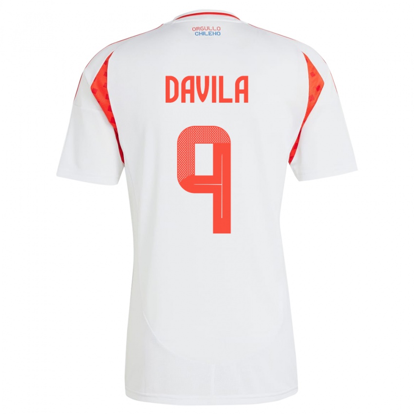 Kinder Chile Víctor Dávila #9 Weiß Auswärtstrikot Trikot 24-26 T-Shirt Schweiz