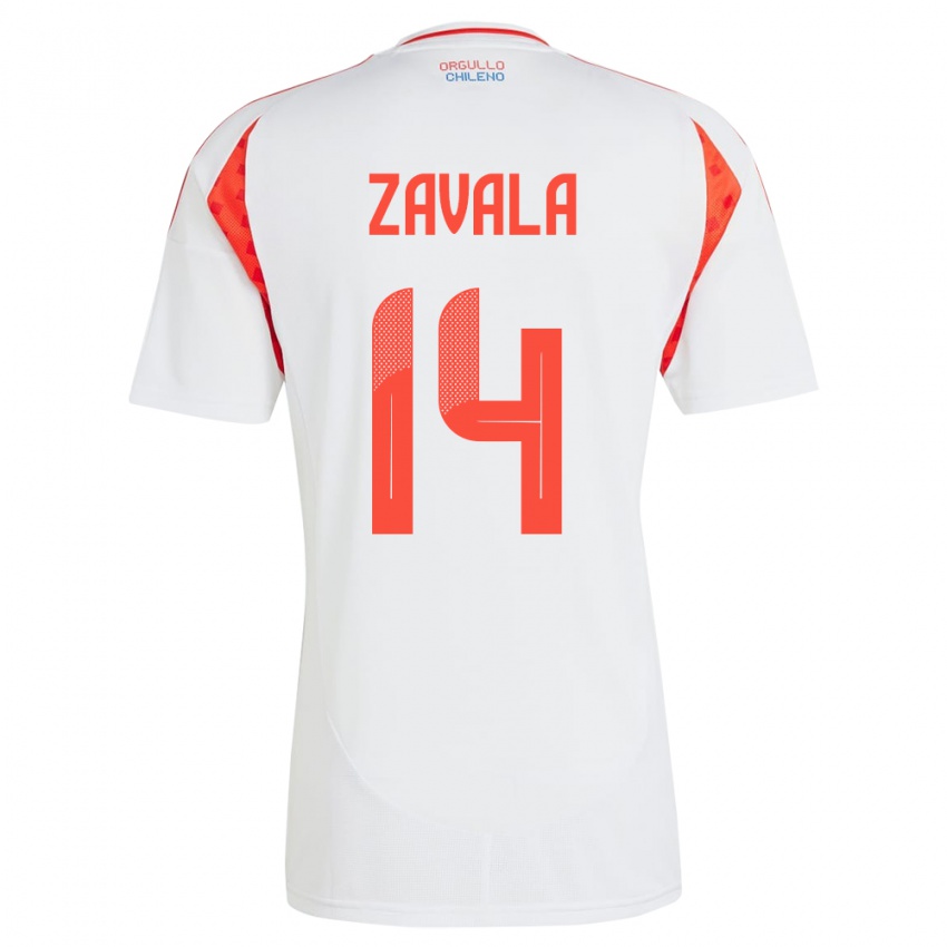 Kinder Chile Cristián Zavala #14 Weiß Auswärtstrikot Trikot 24-26 T-Shirt Schweiz