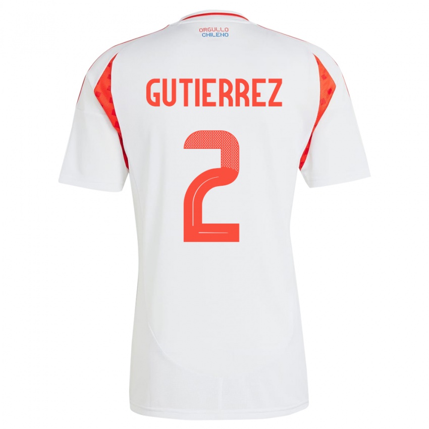 Kinder Chile Joaquín Gutiérrez #2 Weiß Auswärtstrikot Trikot 24-26 T-Shirt Schweiz