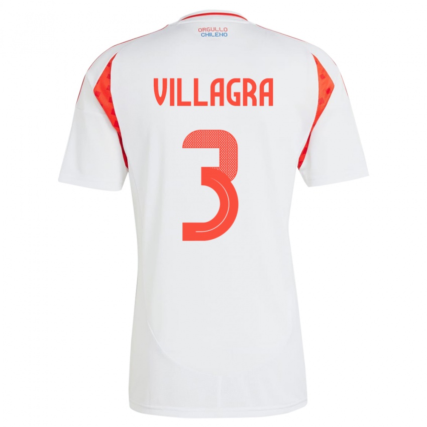 Kinder Chile Jonathan Villagra #3 Weiß Auswärtstrikot Trikot 24-26 T-Shirt Schweiz