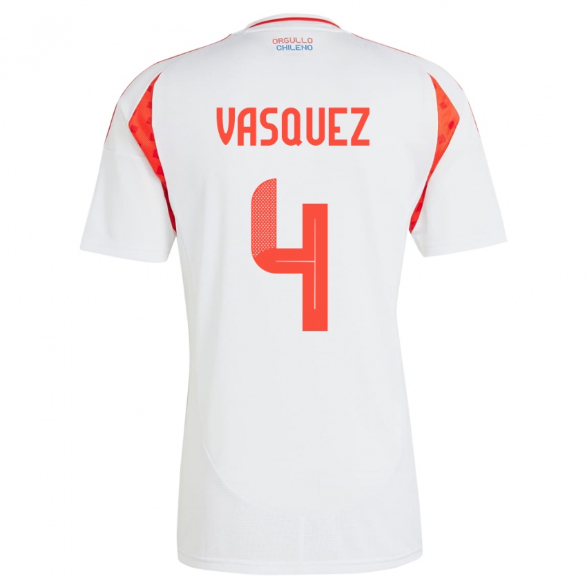 Kinder Chile Matías Vásquez #4 Weiß Auswärtstrikot Trikot 24-26 T-Shirt Schweiz