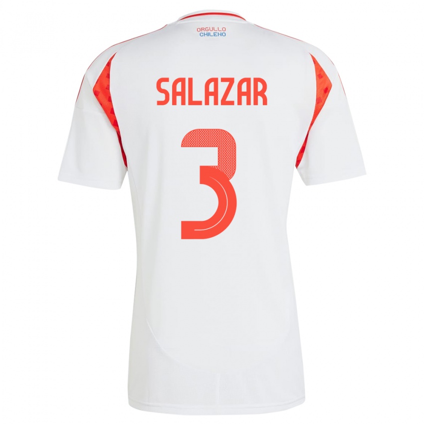 Kinder Chile Yahir Salazar #3 Weiß Auswärtstrikot Trikot 24-26 T-Shirt Schweiz