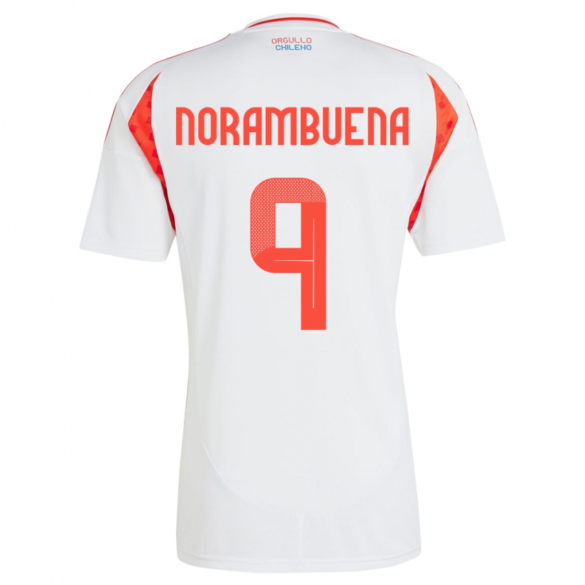 Kinder Chile Gabriel Norambuena #9 Weiß Auswärtstrikot Trikot 24-26 T-Shirt Schweiz