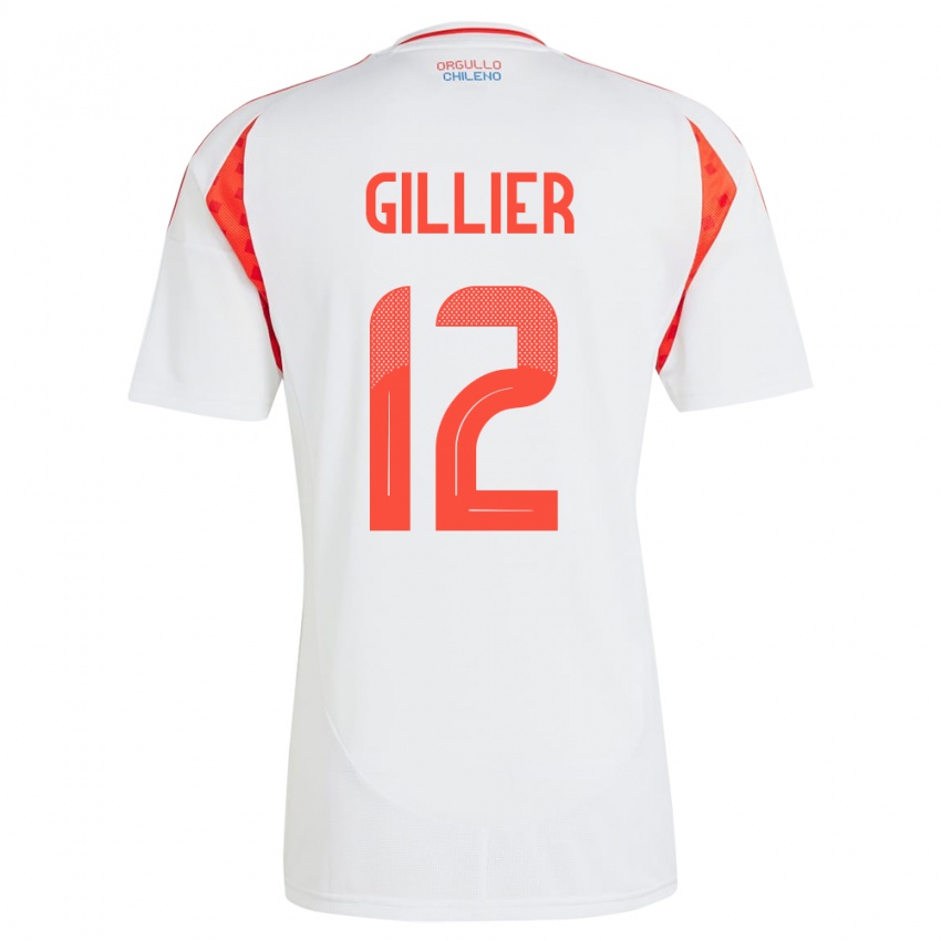 Kinder Chile Thomas Gillier #12 Weiß Auswärtstrikot Trikot 24-26 T-Shirt Schweiz