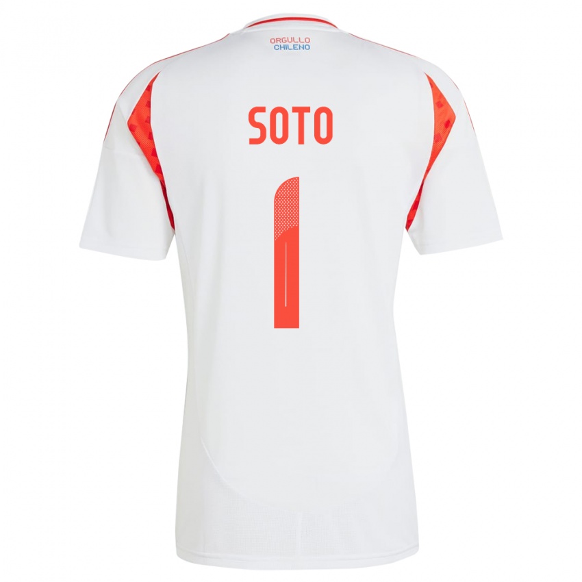 Kinder Chile Fernando Soto #1 Weiß Auswärtstrikot Trikot 24-26 T-Shirt Schweiz