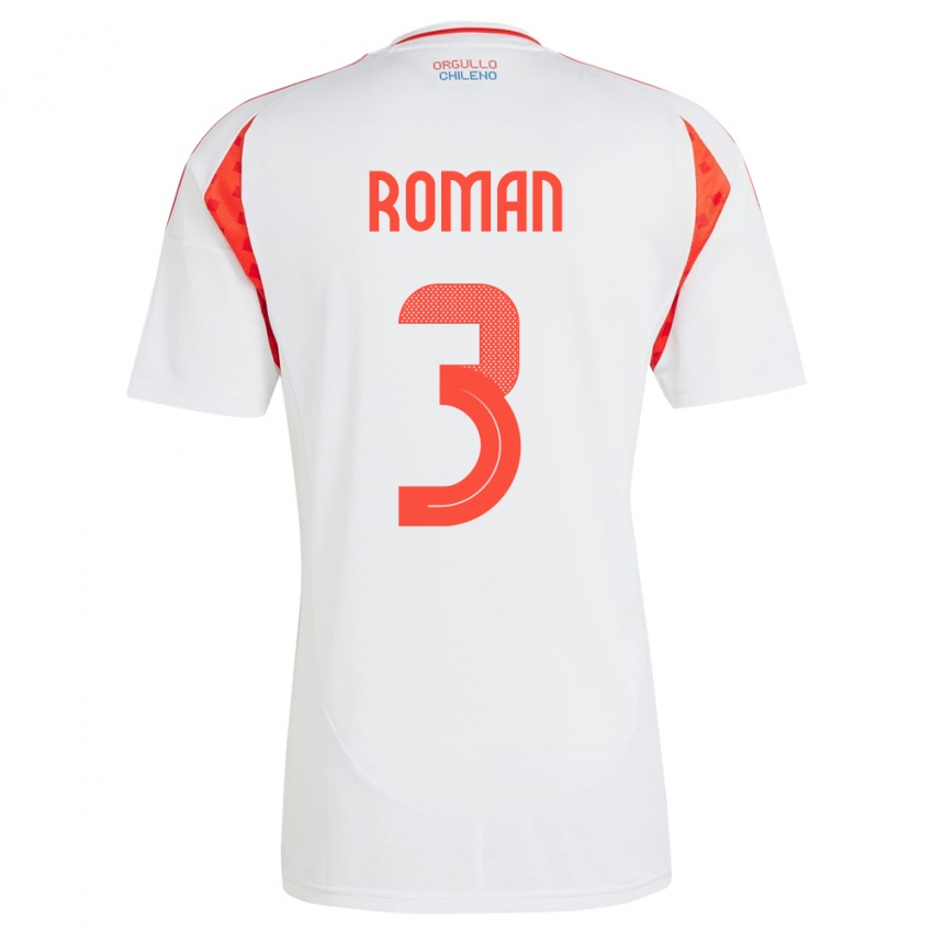 Kinder Chile Iván Román #3 Weiß Auswärtstrikot Trikot 24-26 T-Shirt Schweiz