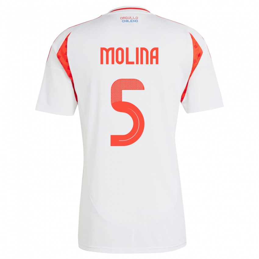 Kinder Chile Benjamín Molina #5 Weiß Auswärtstrikot Trikot 24-26 T-Shirt Schweiz