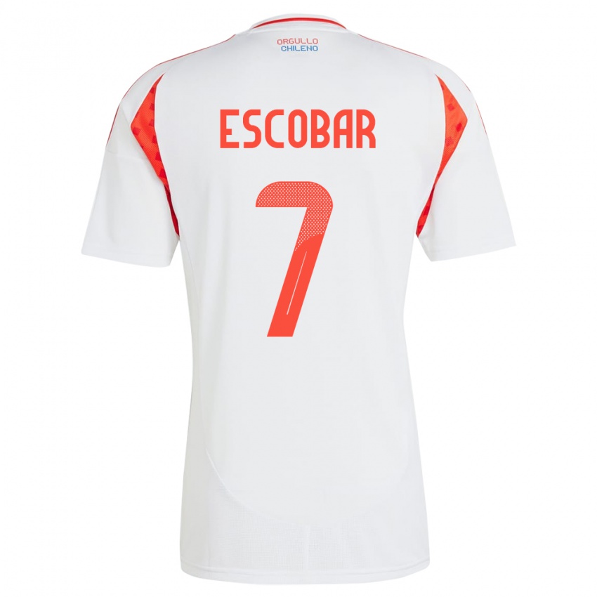 Kinder Chile Bastián Escobar #7 Weiß Auswärtstrikot Trikot 24-26 T-Shirt Schweiz