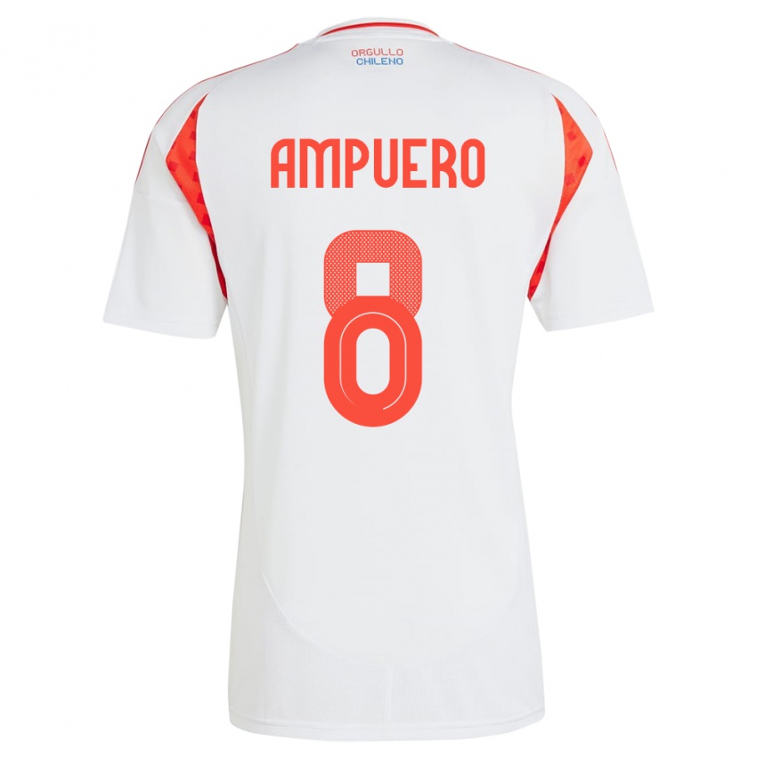 Kinder Chile Benjamín Ampuero #8 Weiß Auswärtstrikot Trikot 24-26 T-Shirt Schweiz