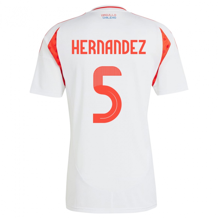 Kinder Chile Monserrat Hernández #5 Weiß Auswärtstrikot Trikot 24-26 T-Shirt Schweiz