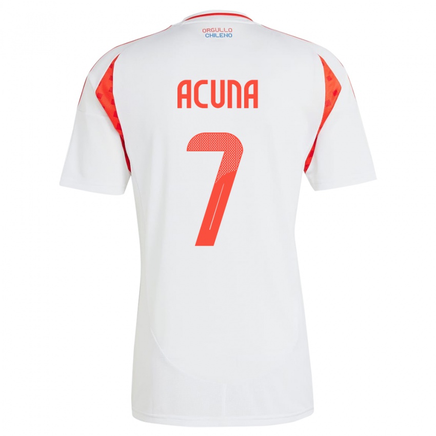 Kinder Chile Yenny Acuña #7 Weiß Auswärtstrikot Trikot 24-26 T-Shirt Schweiz